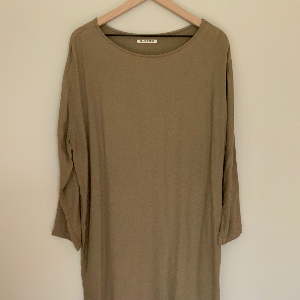 Black Crane Rayon/Wool Dress (L)